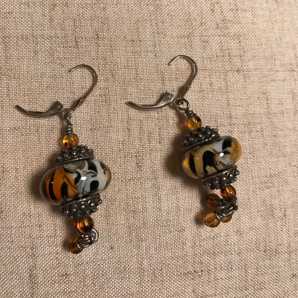 💛Beautiful hippy earrings with silver and beads🧡 - Picture 5 of 5